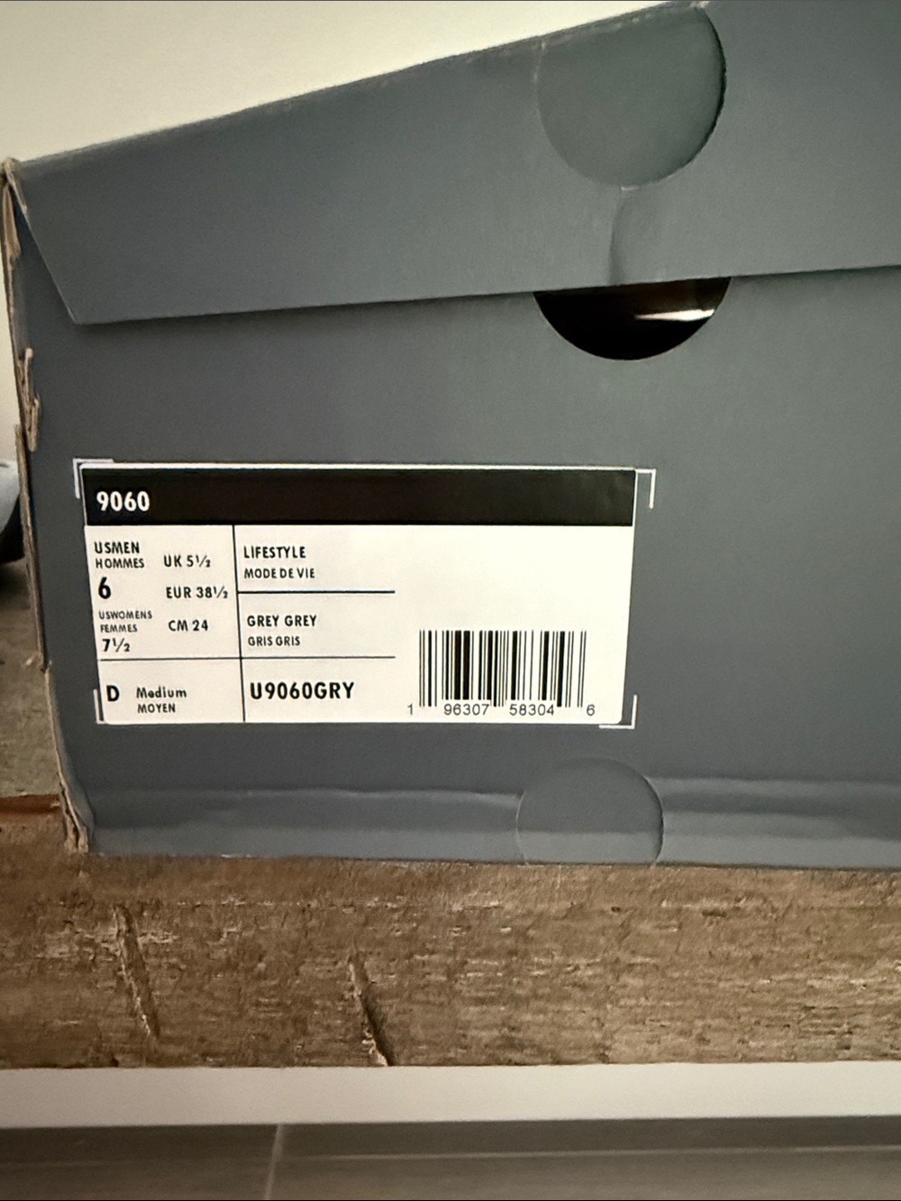 New Balance 9060 Light Gray, White and Cream Running Sneakers - Picture 2 of 3